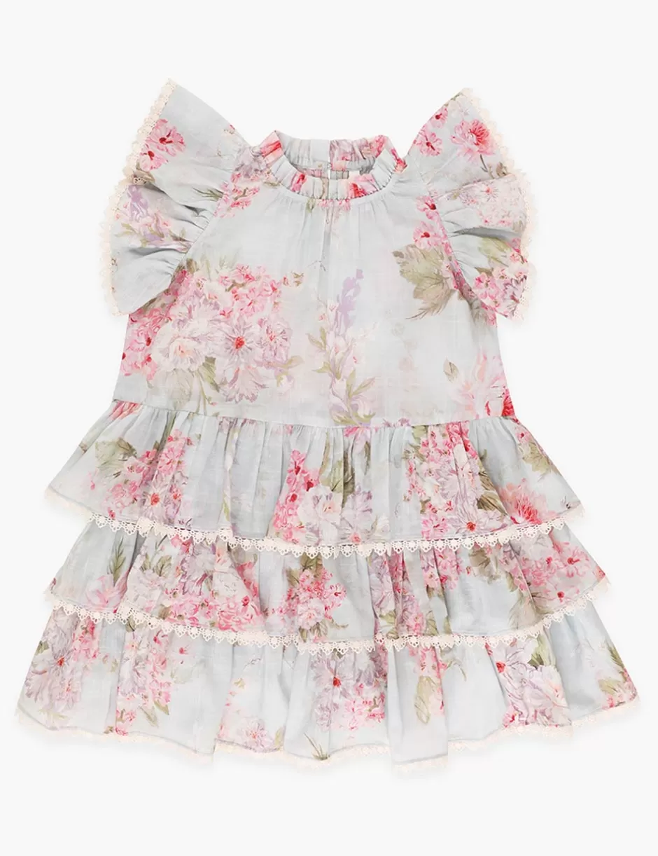 ZIMMERMANN Kids | Clothing<Halliday Frill Swing Dress Blue Watercolour Floral