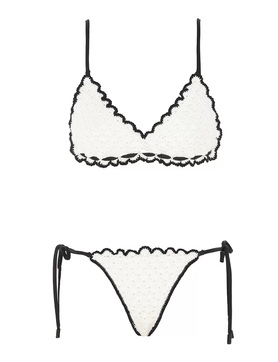 ZIMMERMANN Bikinis<Halliday Knit Scoop Bikini Ivory Black