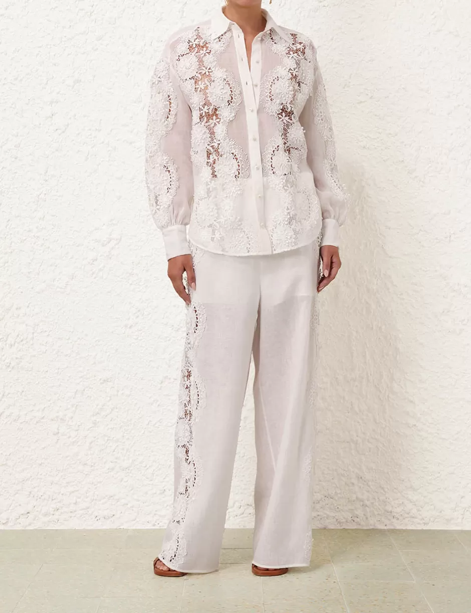 ZIMMERMANN Clothing | Shorts & Pants<Halliday Lace Flower Pant Ivory