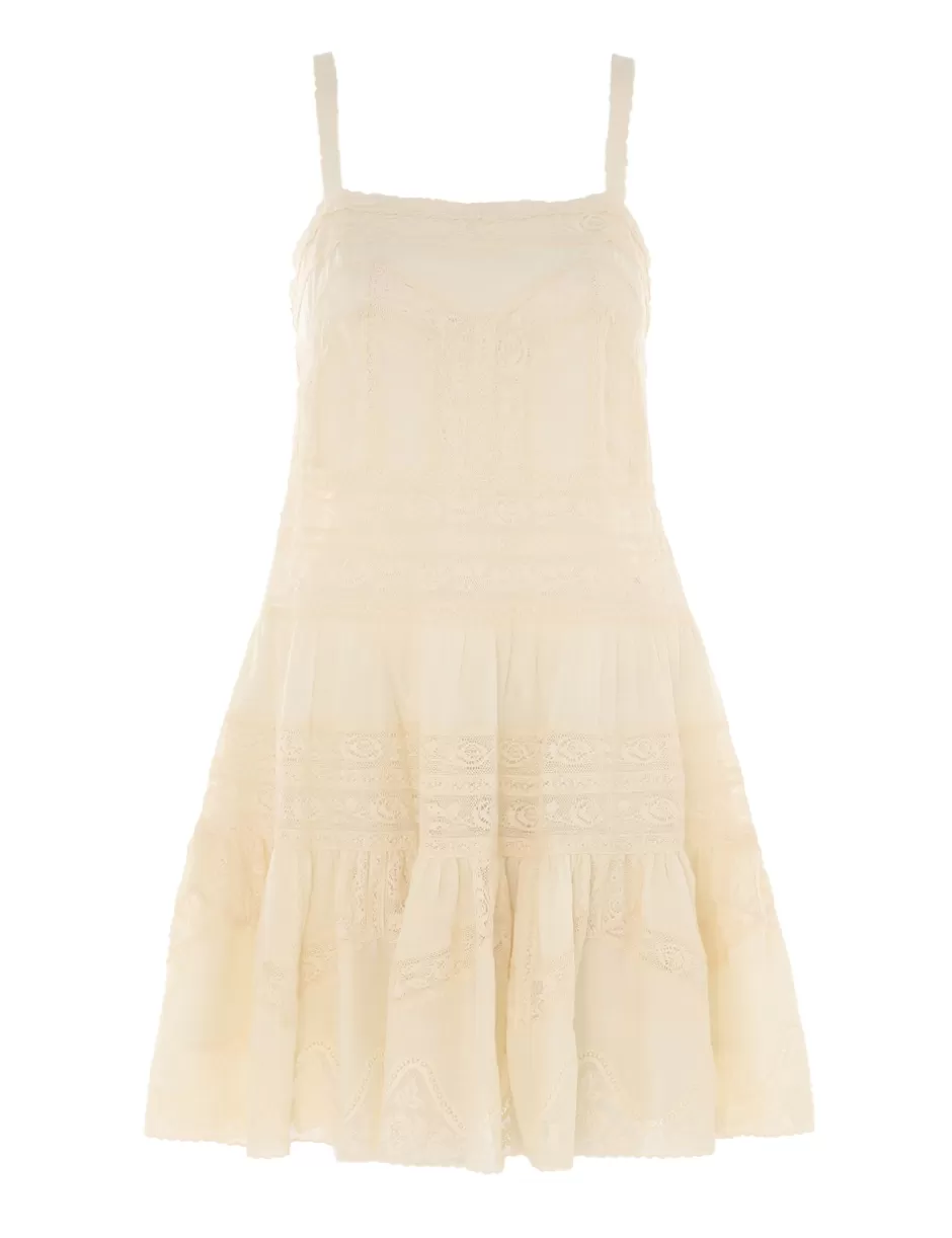 ZIMMERMANN Clothing | Dresses & Coverups<Halliday Lace Trim Short Dress Cream