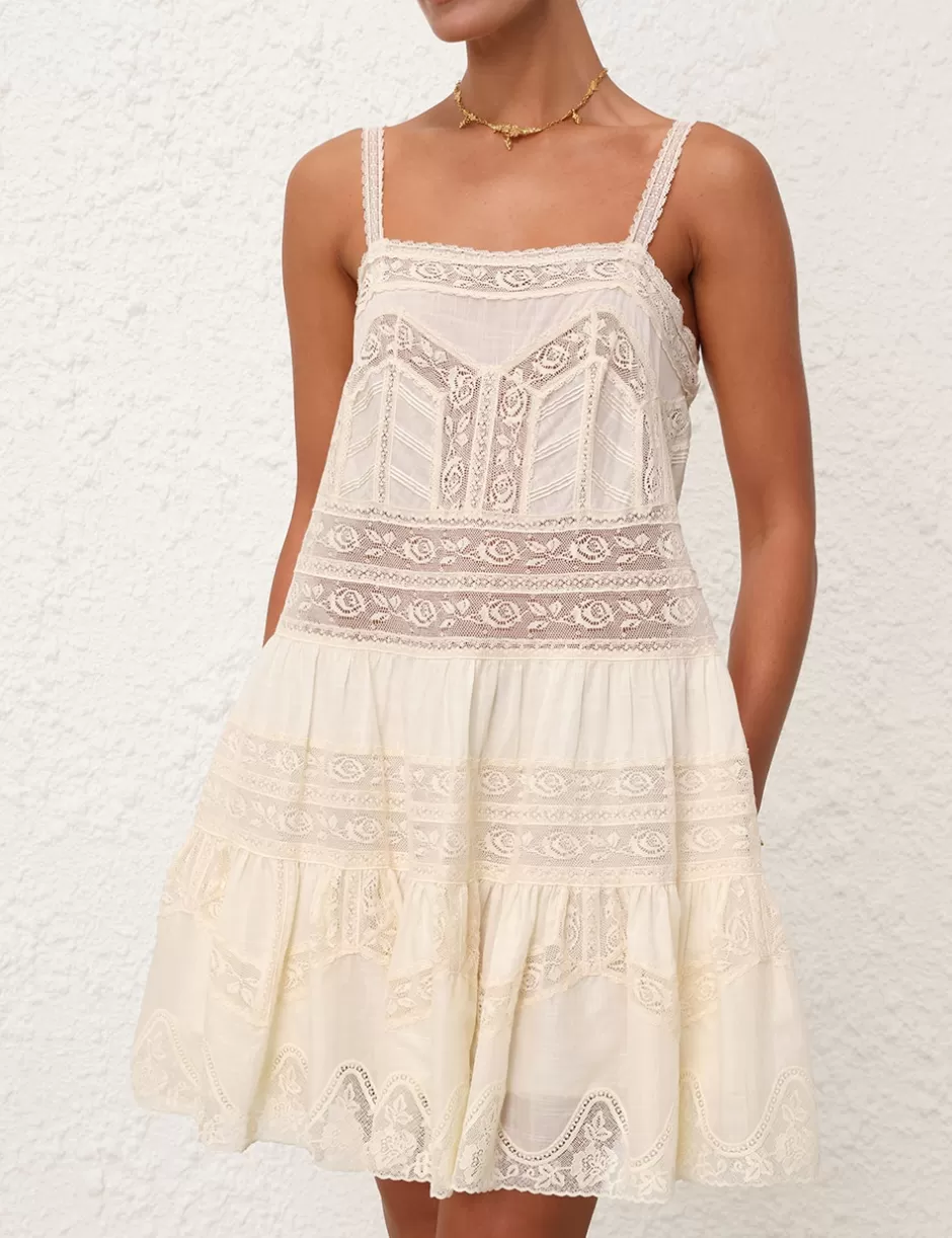 ZIMMERMANN Clothing | Dresses & Coverups<Halliday Lace Trim Short Dress Cream