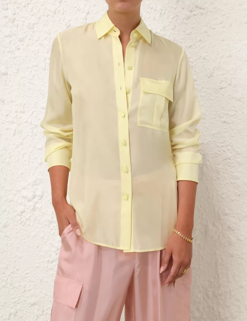 ZIMMERMANN Clothing | Tops<Halliday Manstyle Shirt Lemon