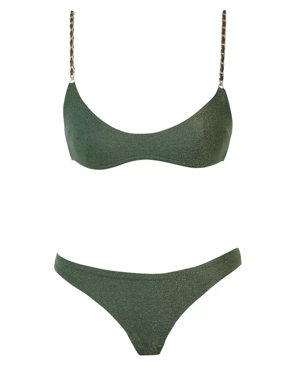 ZIMMERMANN Bikinis<Halliday Metallic Chain Bikini Forest Green