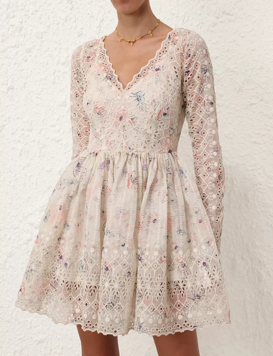 ZIMMERMANN Clothing | Dresses & Coverups<Halliday Mini Dress Ivory Watercolour Floral