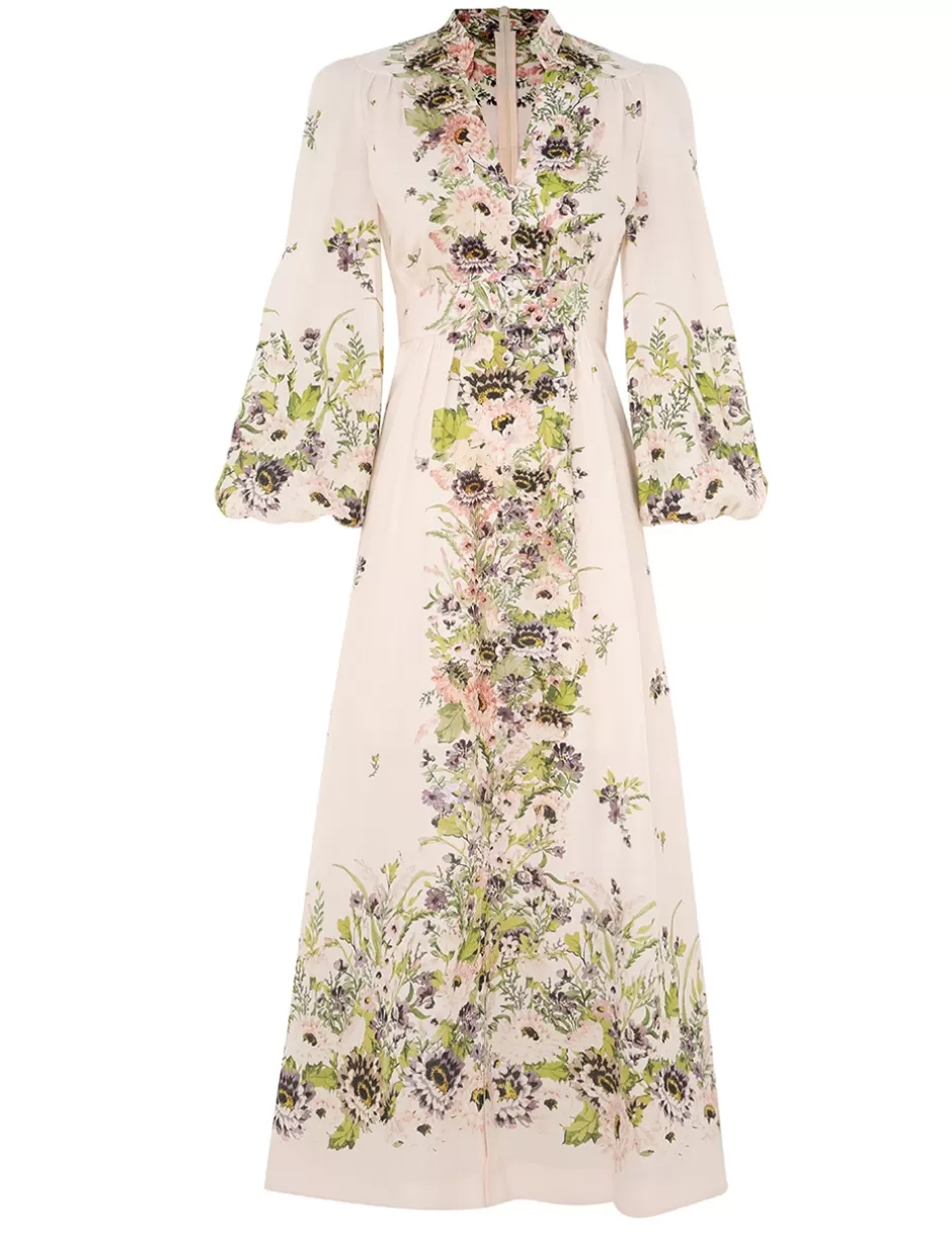 ZIMMERMANN Clothing | Dresses & Coverups<Halliday Plunge Midi Dress Cream Multi Floral