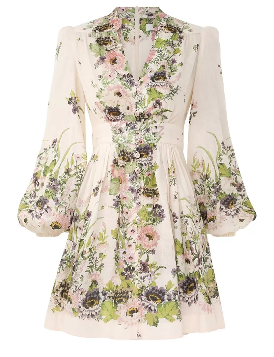 ZIMMERMANN Clothing | Dresses & Coverups<Halliday Plunge Mini Dress Cream Multi Floral