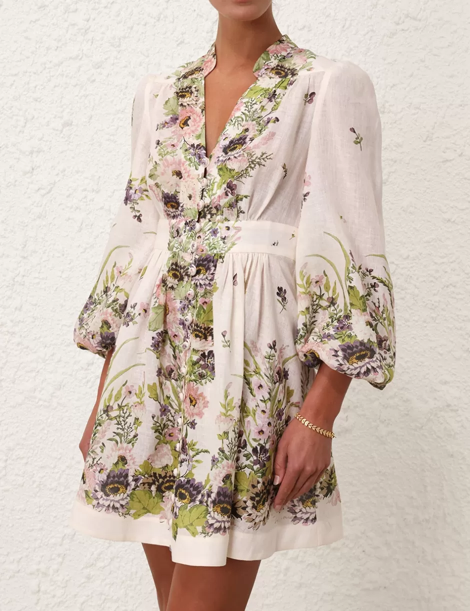 ZIMMERMANN Clothing | Dresses & Coverups<Halliday Plunge Mini Dress Cream Multi Floral