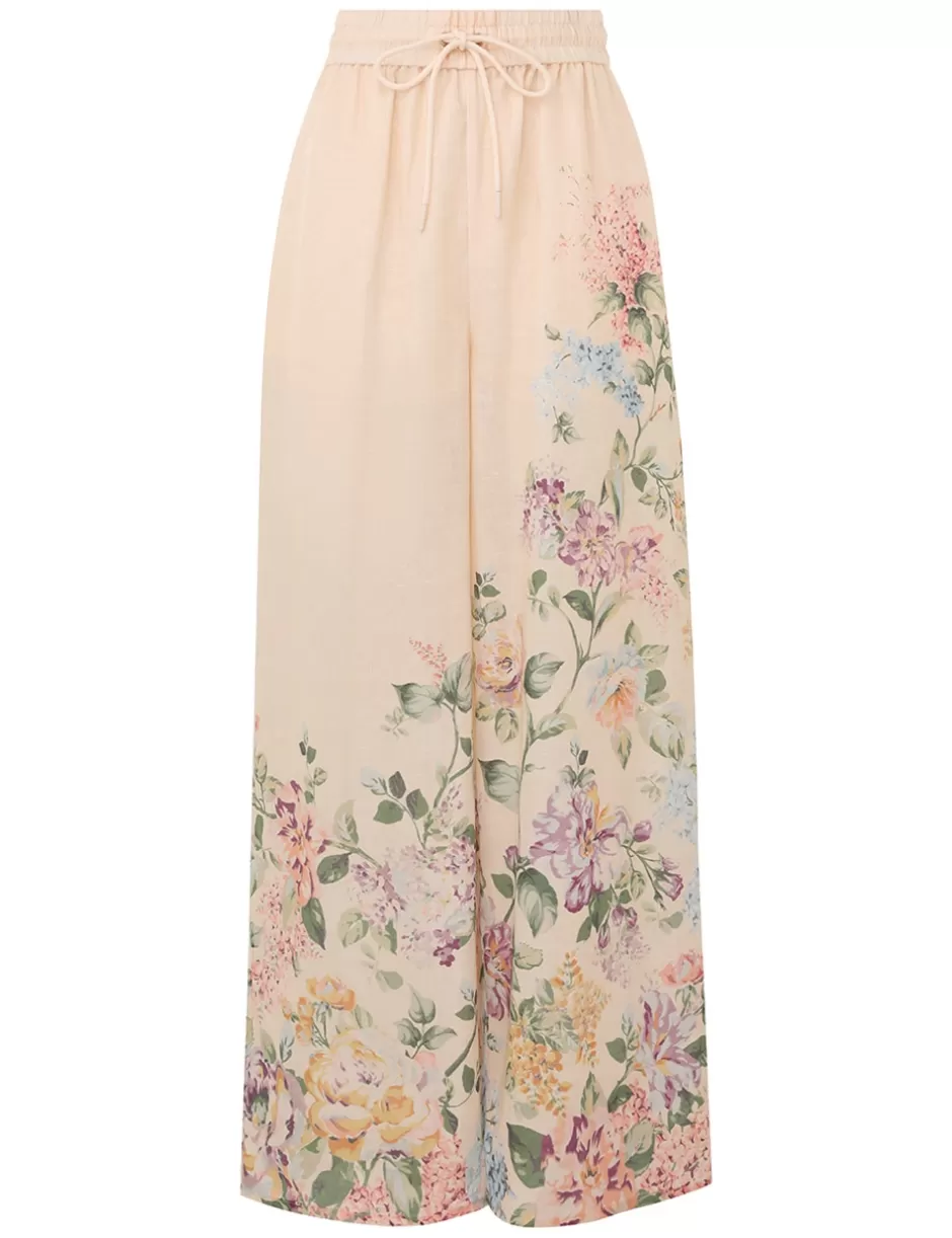 ZIMMERMANN Clothing | Shorts & Pants<Halliday Relaxed Pant Cream Watercolour Floral