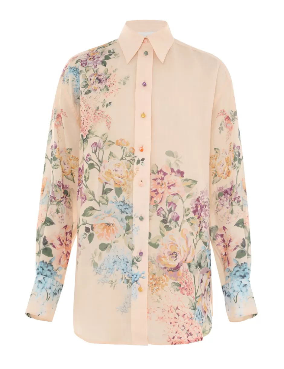 ZIMMERMANN Clothing | Tops<Halliday Relaxed Shirt Cream Watercolour Floral