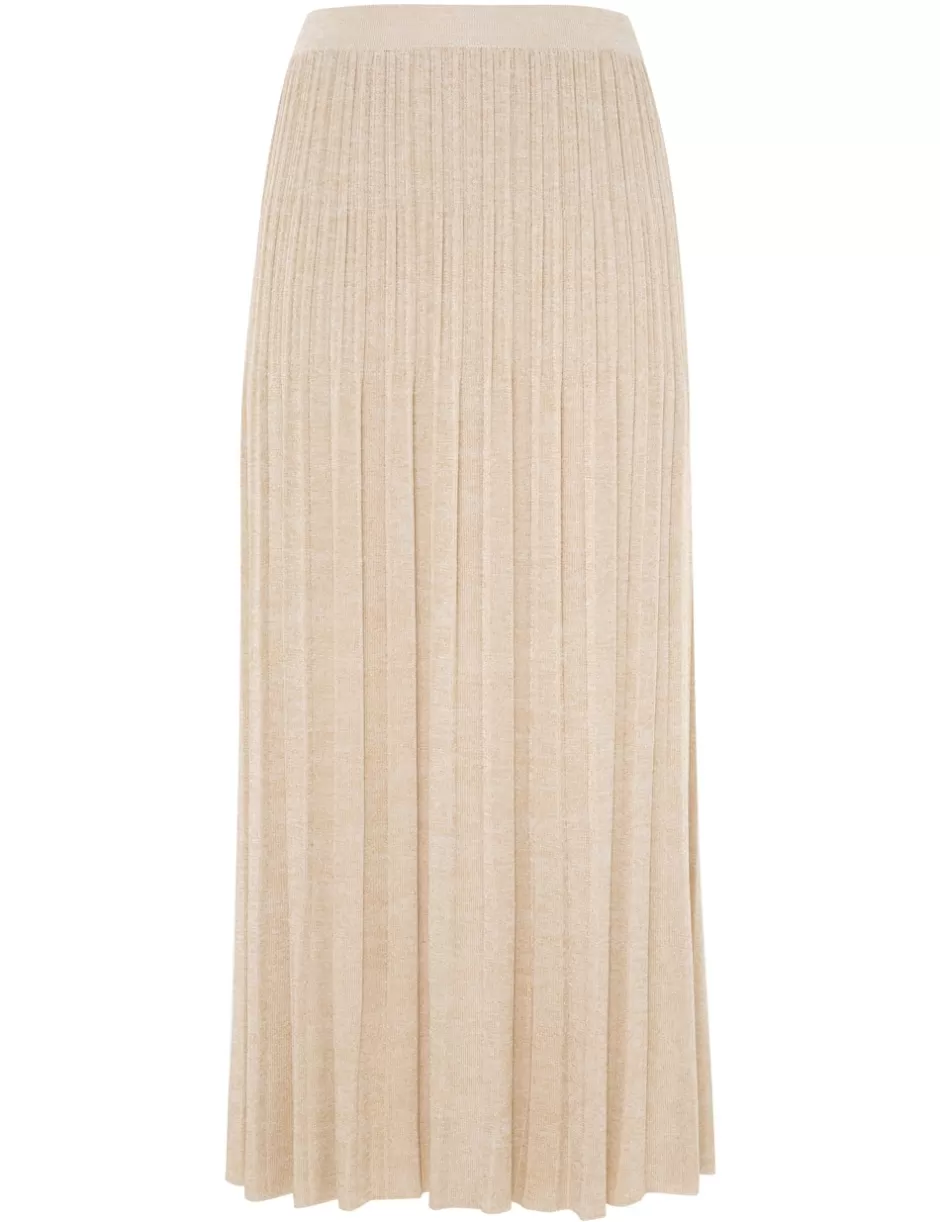 ZIMMERMANN Clothing | Skirts<Halliday Rib Midi Skirt Cream Lurex