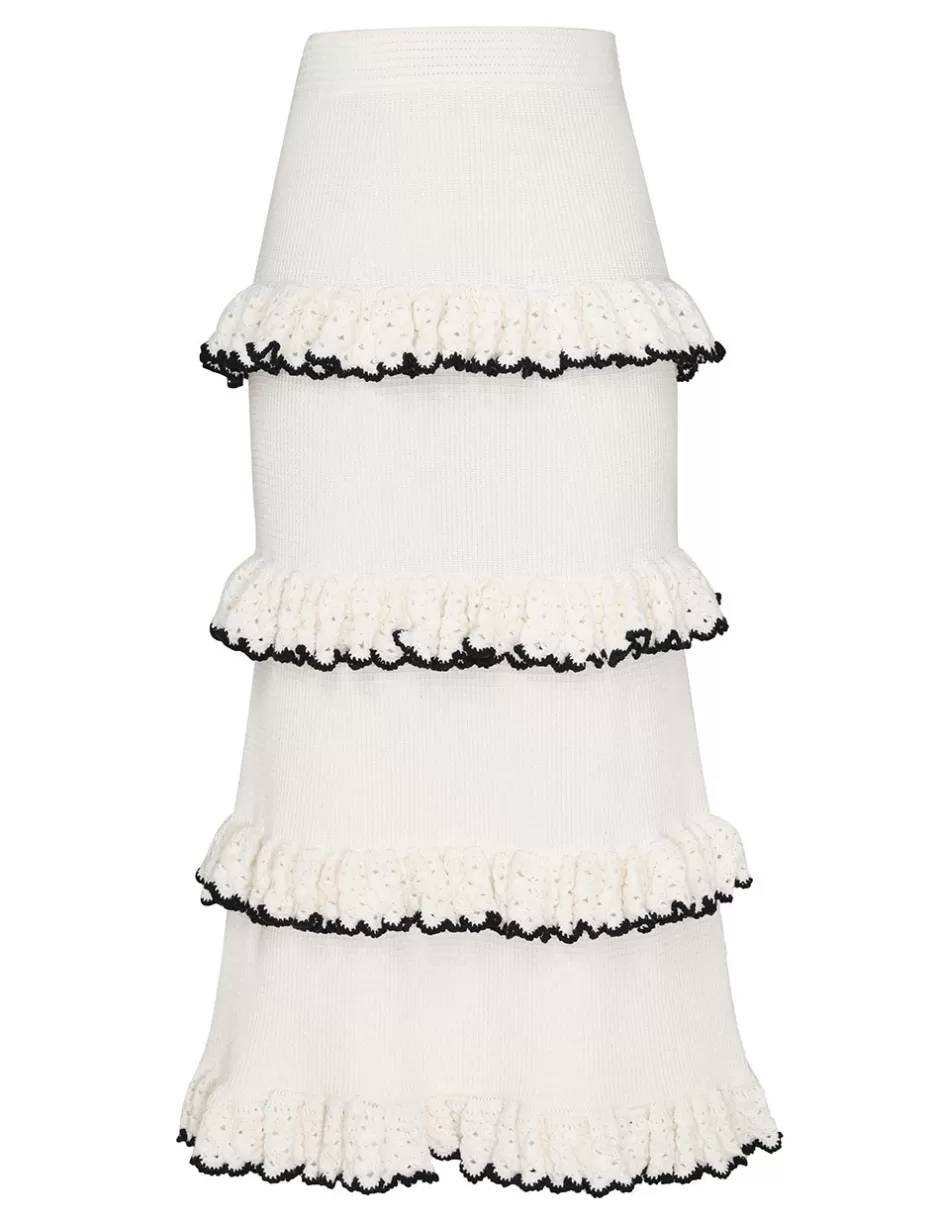 ZIMMERMANN Clothing | Skirts<Halliday Scallop Frill Skirt Black Ivory