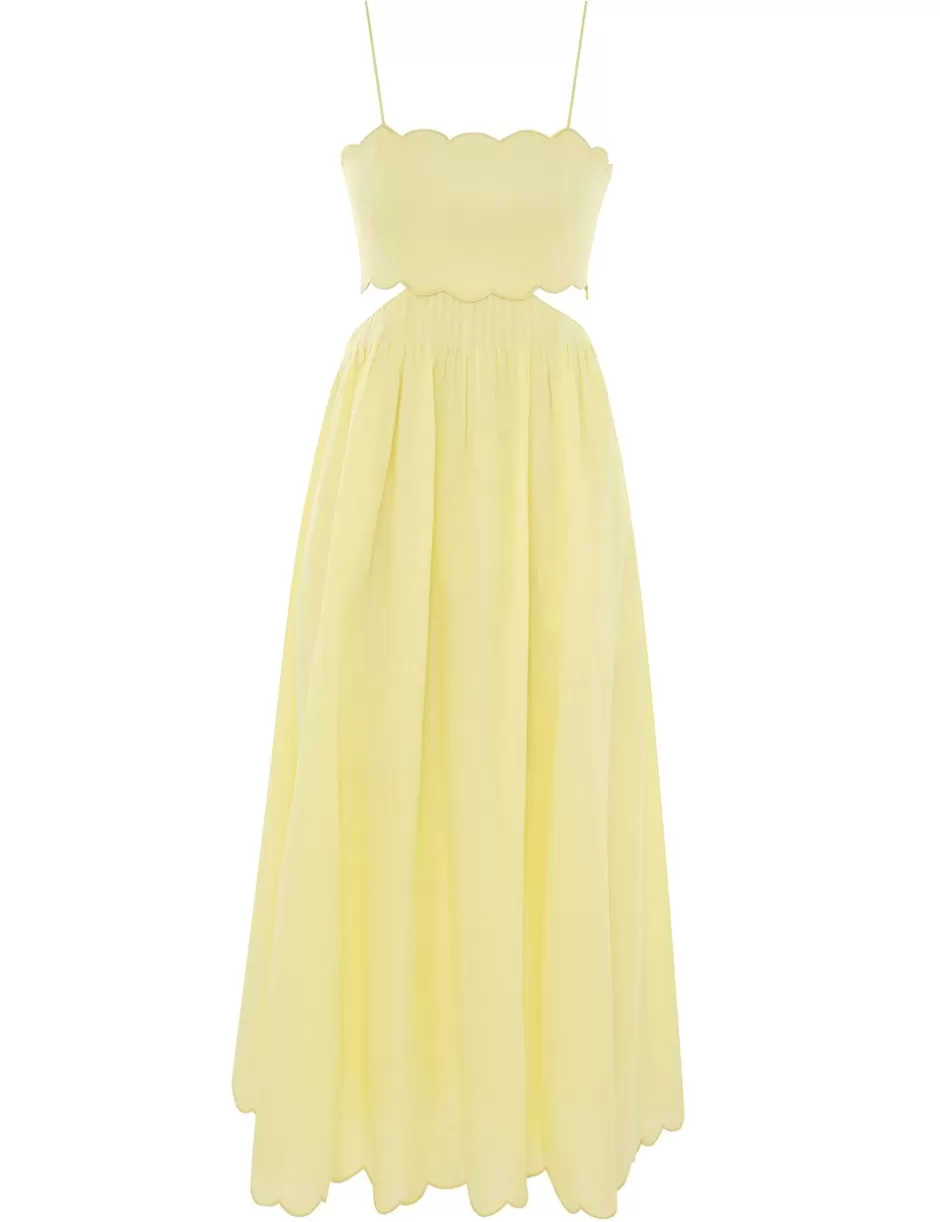 ZIMMERMANN Clothing | Day<Halliday Scallop Midi Dress Yellow