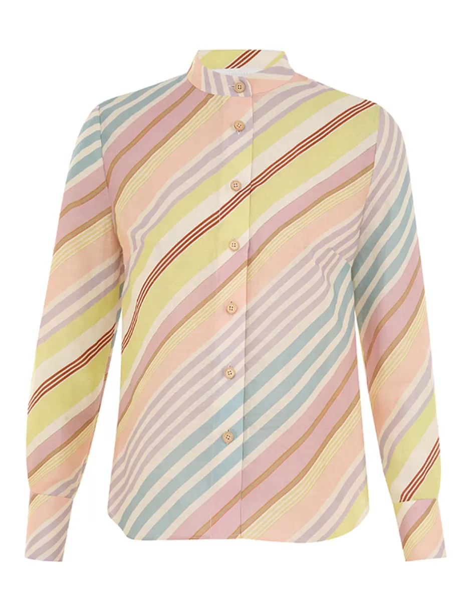 ZIMMERMANN Clothing | Tops<Halliday Slim Shirt Multi Stripe