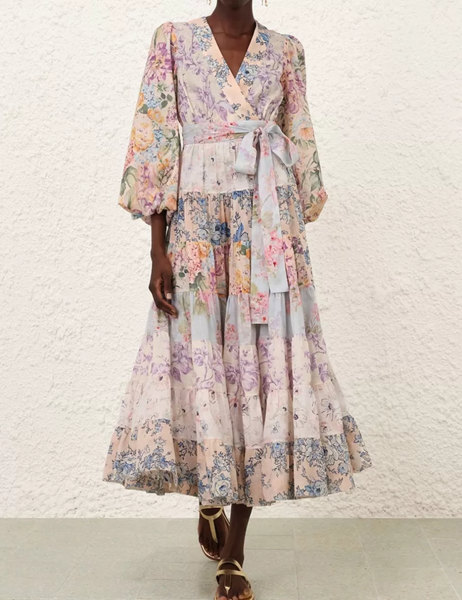 ZIMMERMANN Clothing | Dresses & Coverups<Halliday Tiered Midi Dress Spliced