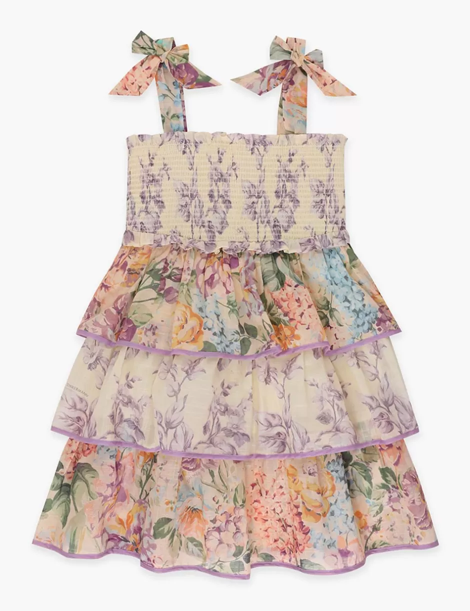 ZIMMERMANN Kids | Clothing<Halliday Tiered Shirred Dress Spliced