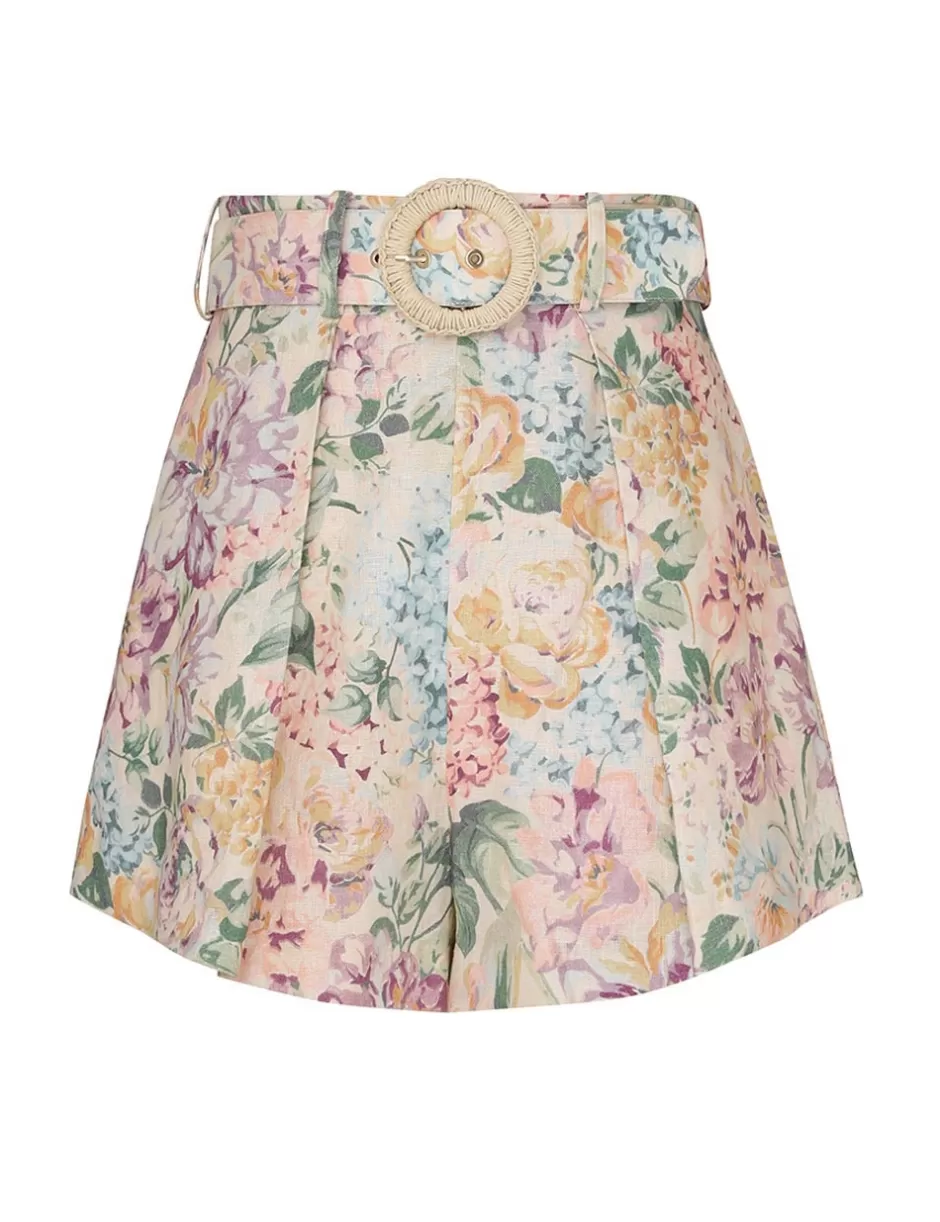 ZIMMERMANN Clothing | Shorts & Pants<Halliday Tuck Short Multi Watercolour Floral