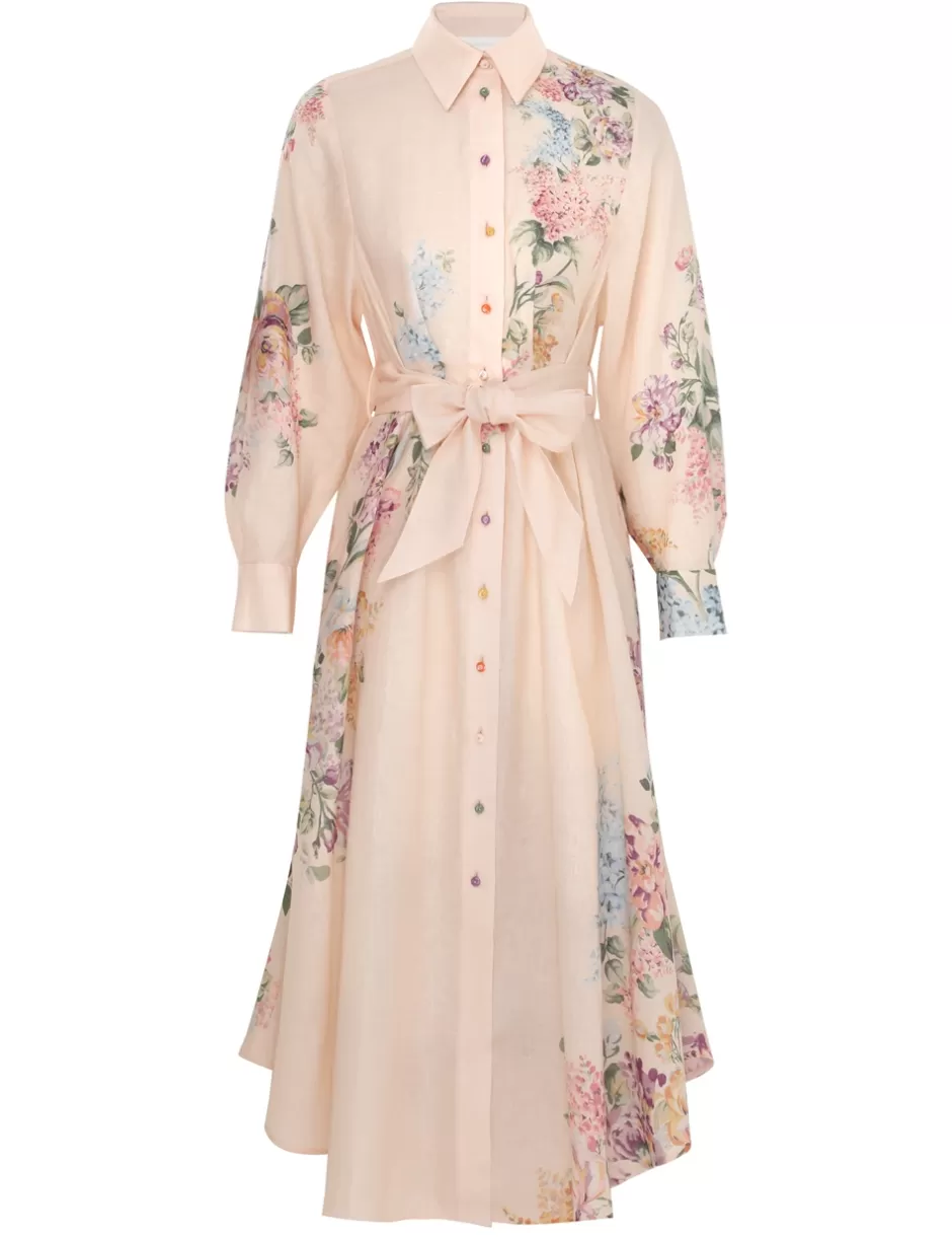 ZIMMERMANN Clothing | Dresses & Coverups<Halliday Tucked Shirt Dress Cream Watercolour Floral