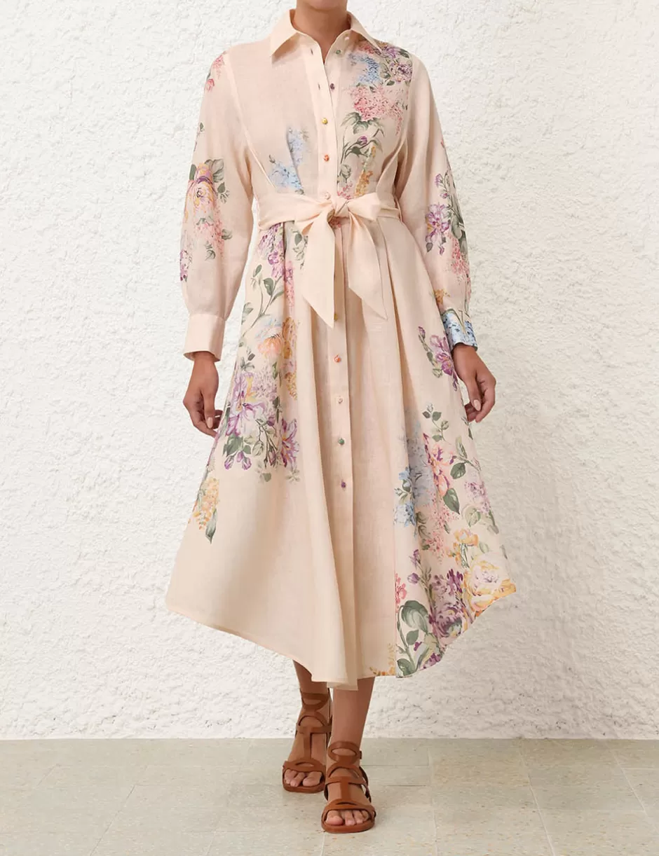 ZIMMERMANN Clothing | Dresses & Coverups<Halliday Tucked Shirt Dress Cream Watercolour Floral