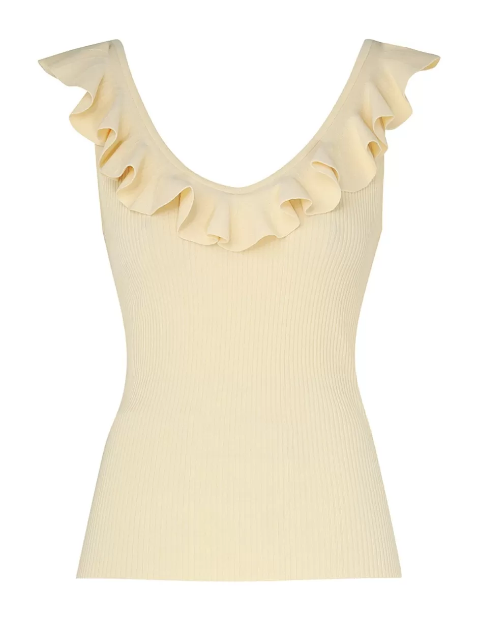 ZIMMERMANN Clothing | Tops<Halliday V-Neck Frill Tank Butter