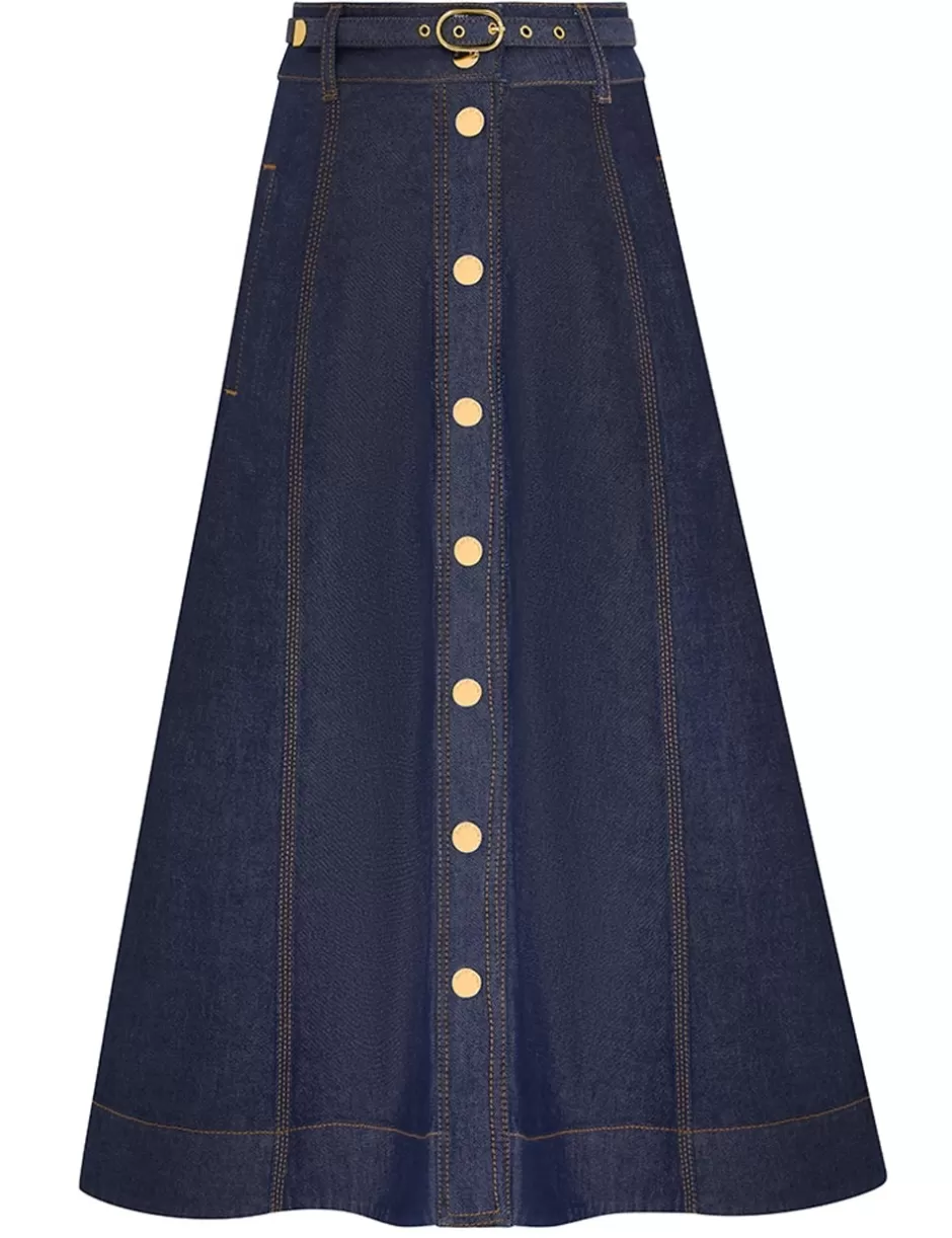 ZIMMERMANN Denim | Skirts<Illustration A Line Skirt Ink