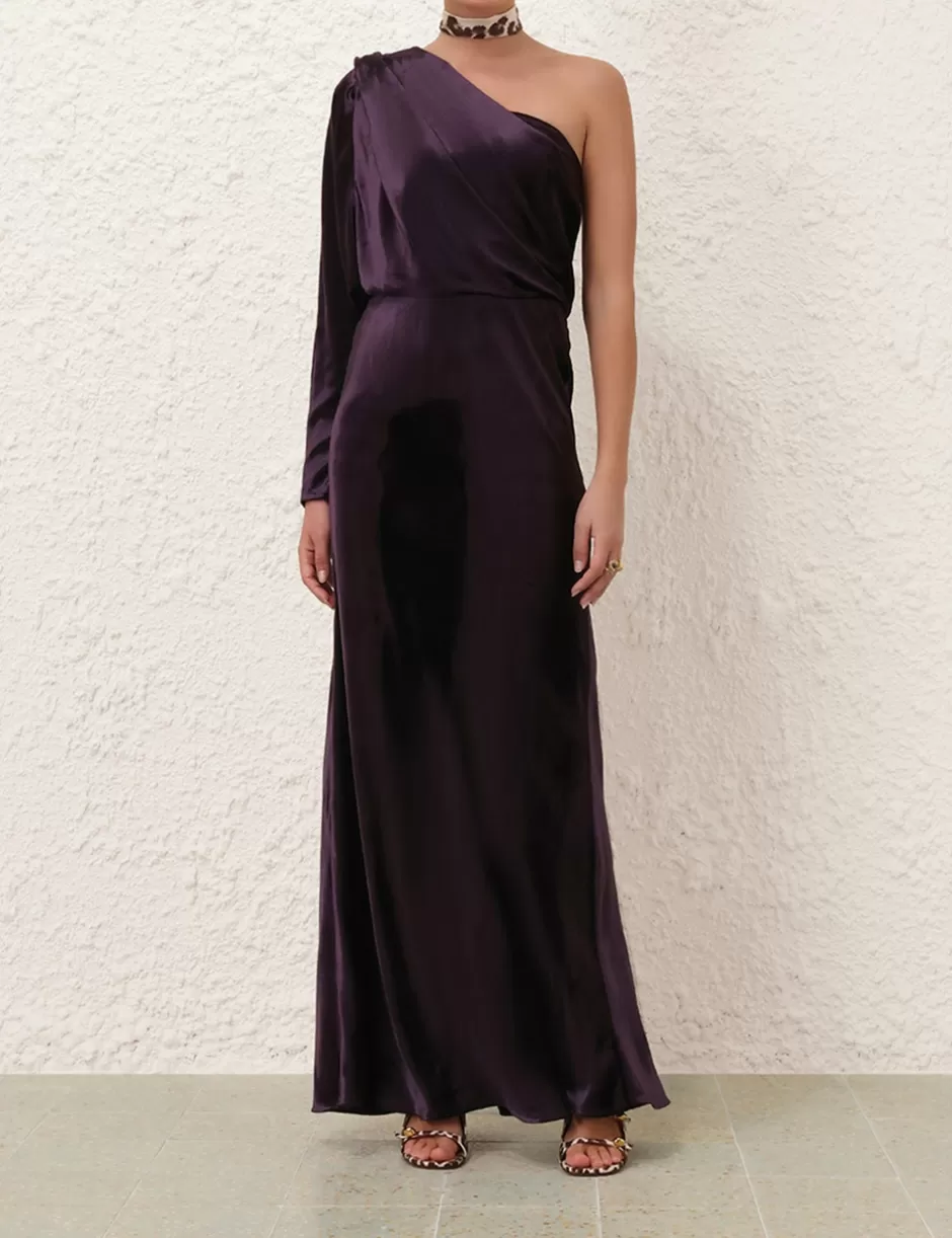 ZIMMERMANN Clothing | Dresses<Illustration Asymmetric Gown Aubergine