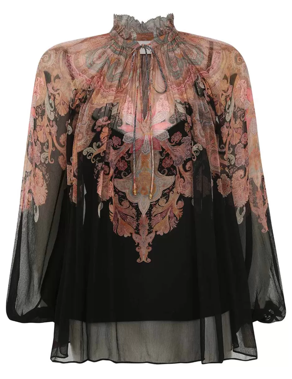 ZIMMERMANN Clothing | Tops<Illustration Billow Blouse Black Paisley