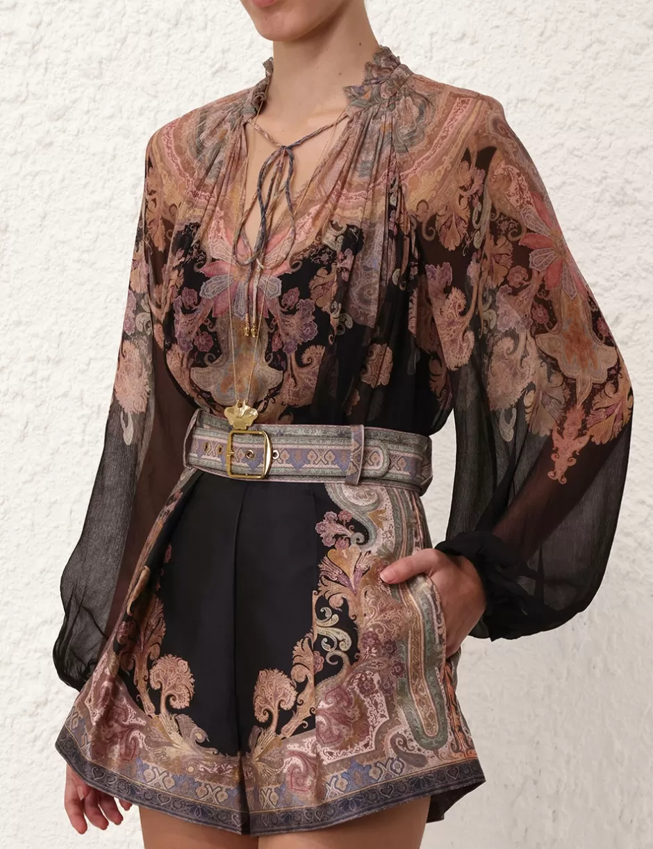 ZIMMERMANN Clothing | Tops<Illustration Billow Blouse Black Paisley