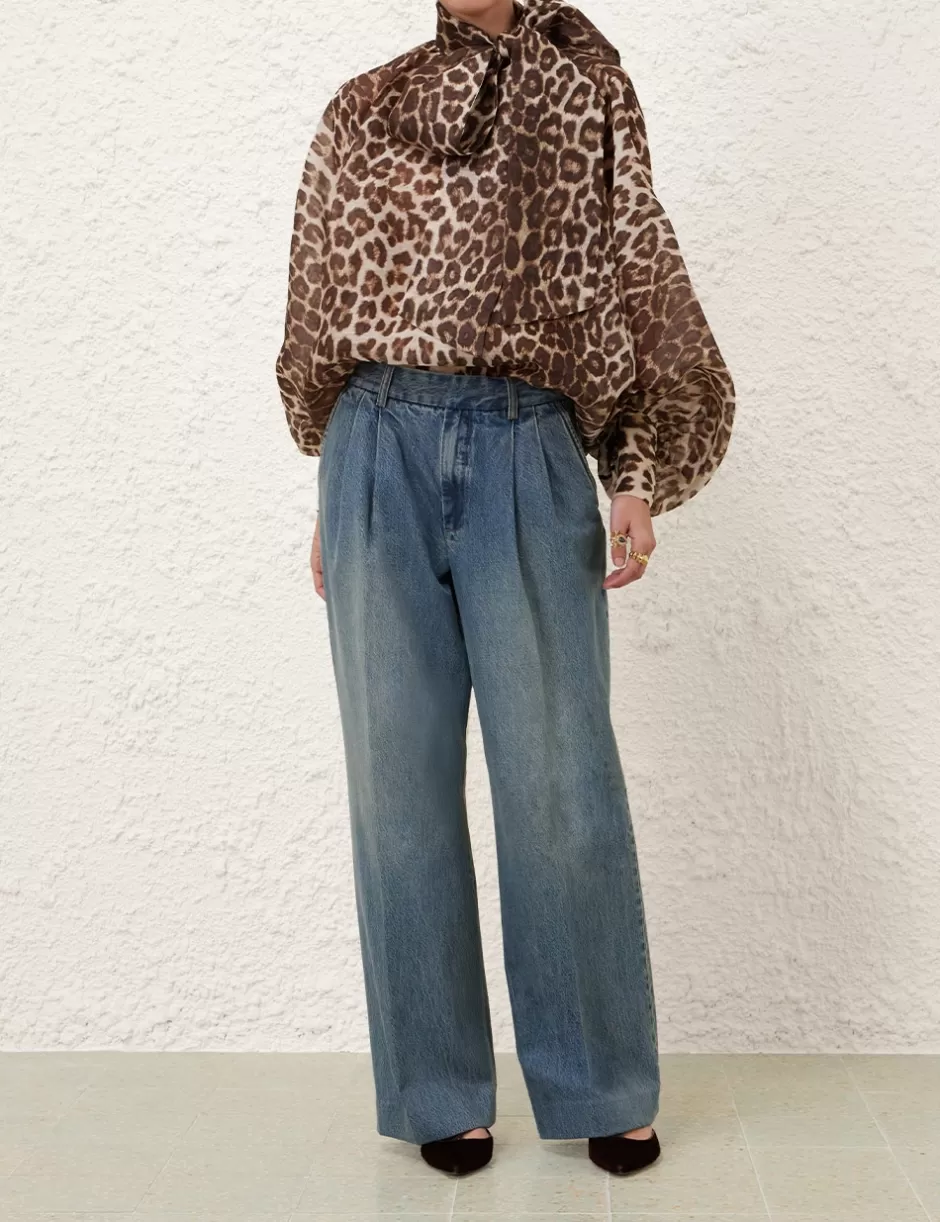 ZIMMERMANN Tops | Clothing<Illustration Billow Blouse Chocolate Leopard