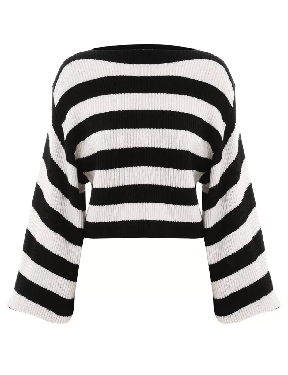 ZIMMERMANN Clothing | Knitwear<Illustration Billow Sweater Black Cream