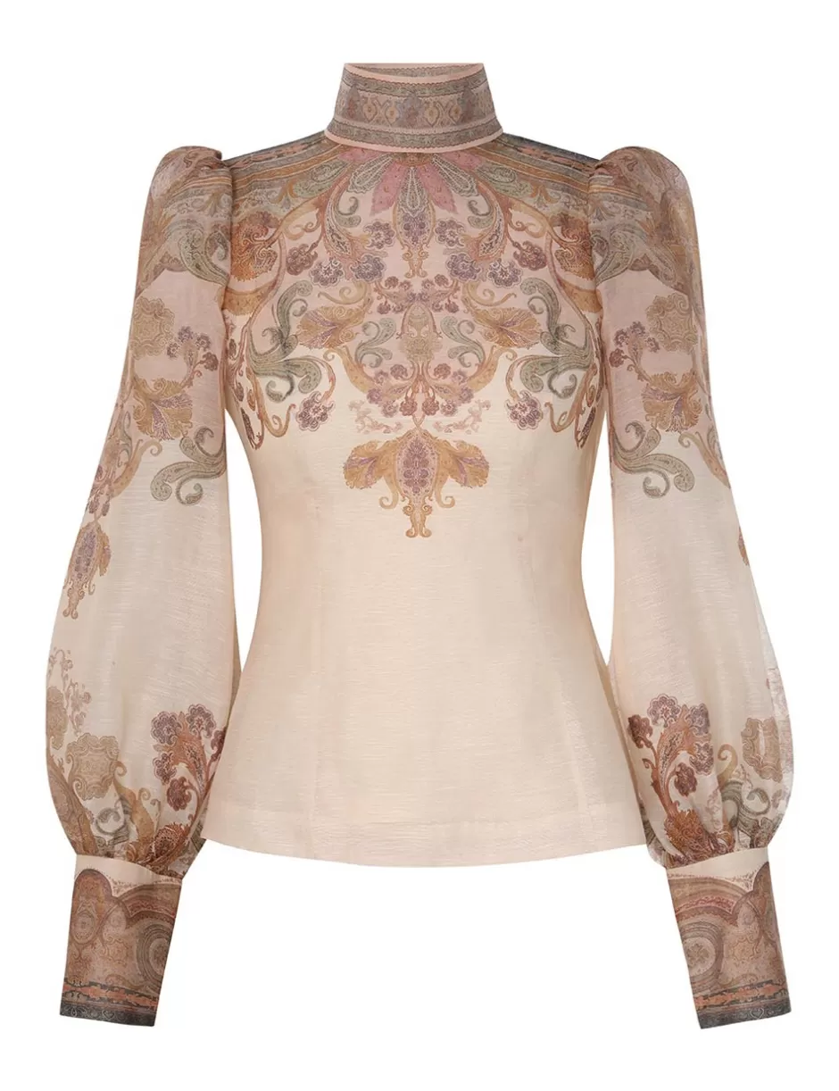 ZIMMERMANN Clothing | Tops<Illustration Bodice Top Cream Paisley