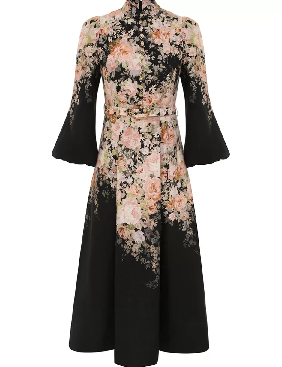 ZIMMERMANN Dresses | Evening<Illustration Buttoned Midi Black Rococo Floral