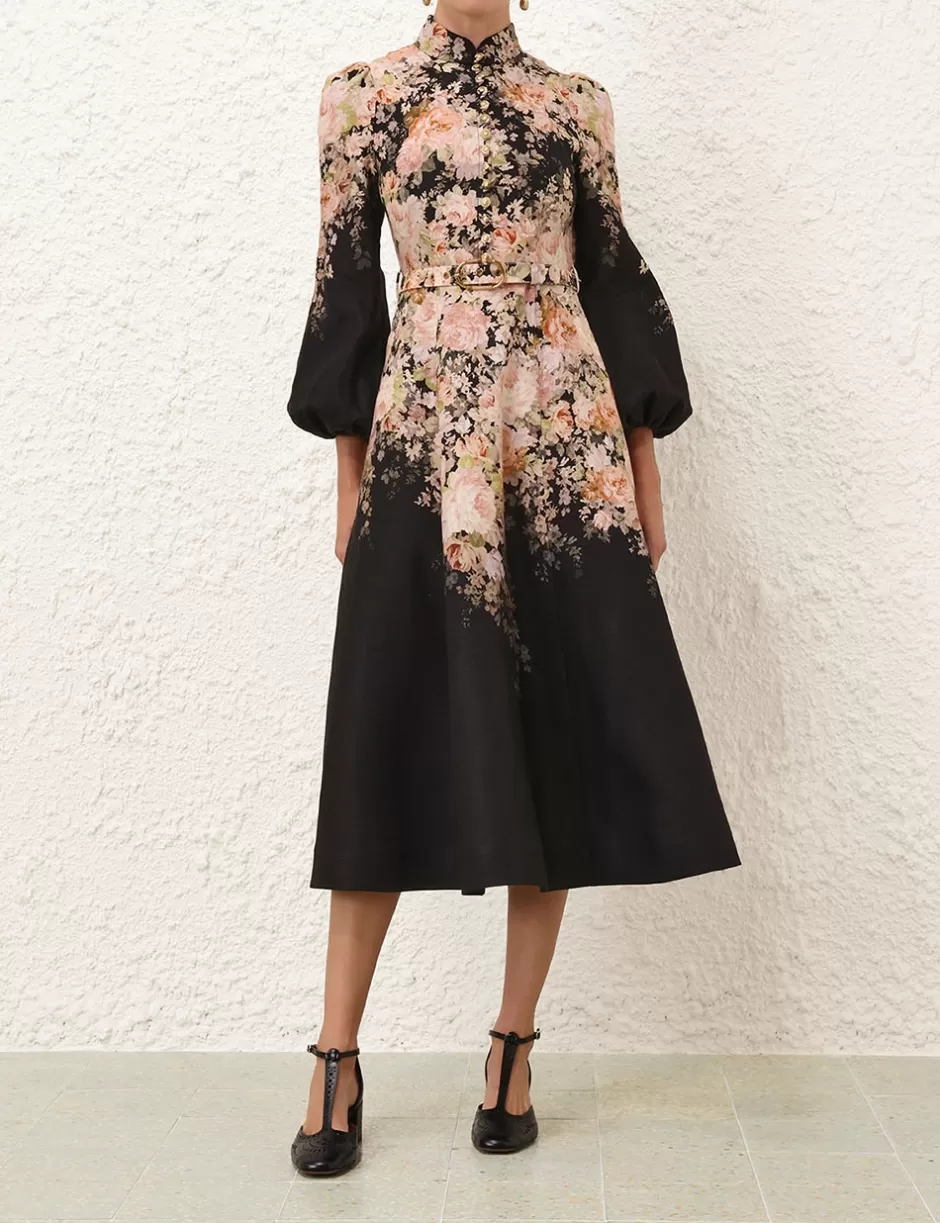 ZIMMERMANN Dresses | Evening<Illustration Buttoned Midi Black Rococo Floral