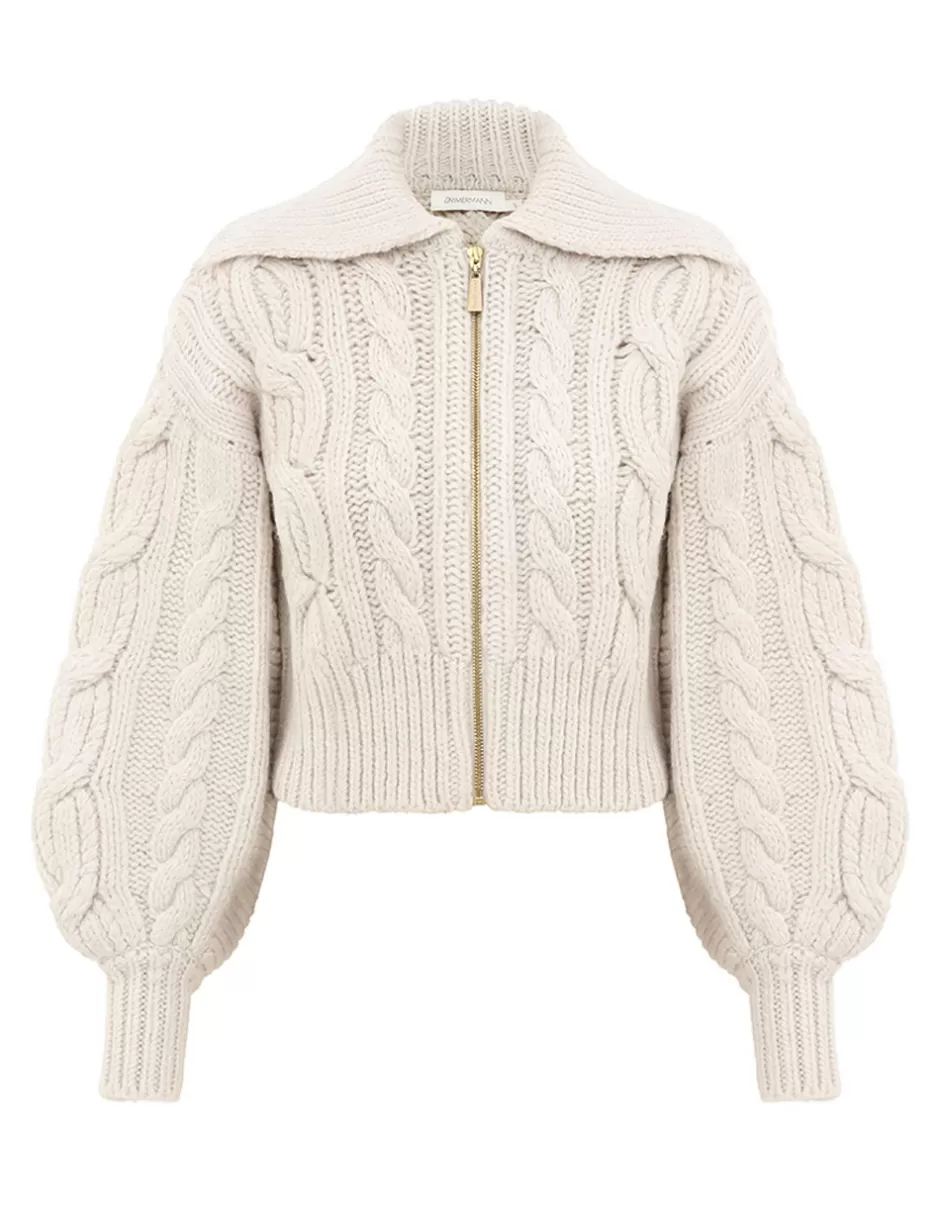 ZIMMERMANN Clothing | Knitwear<Illustration Cable Cardigan Cream