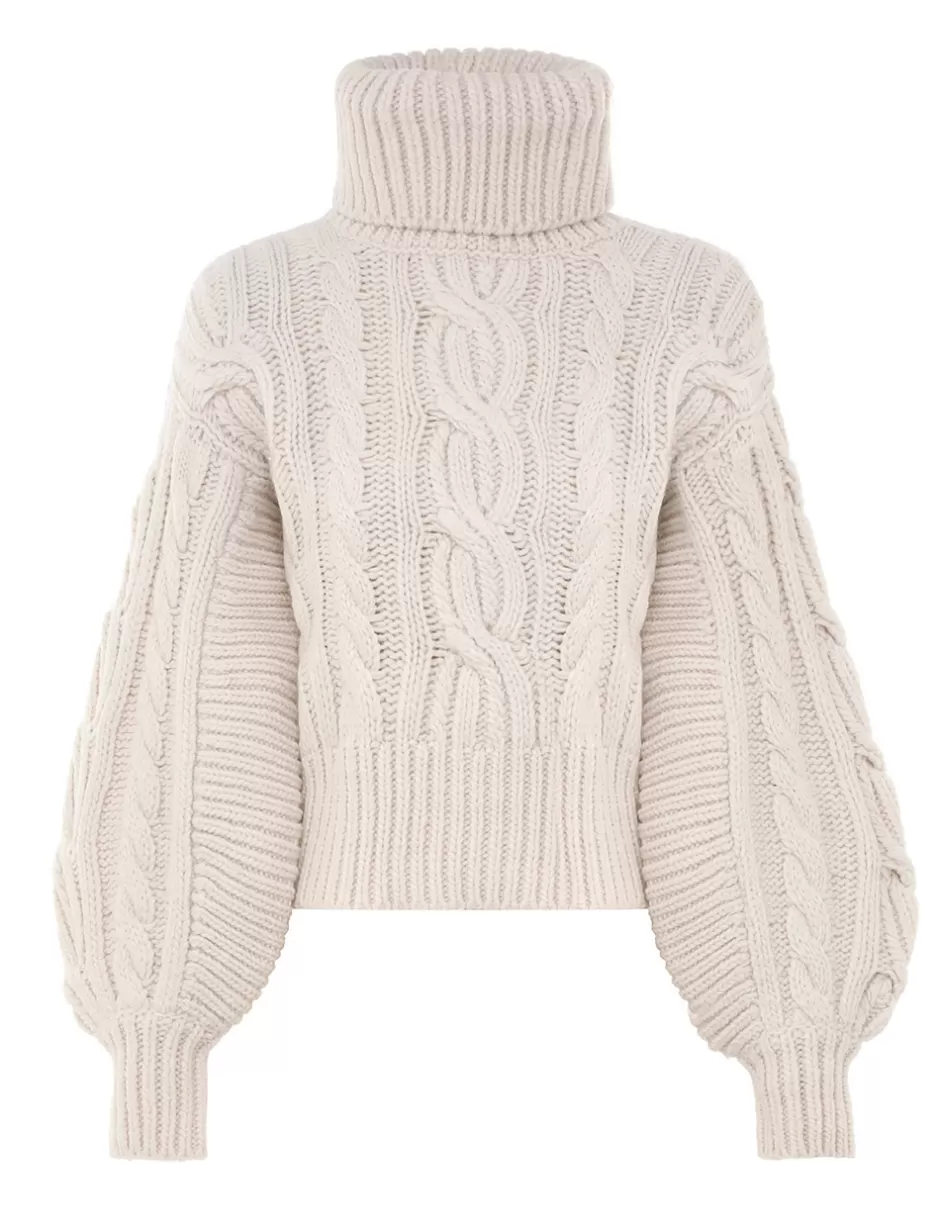 ZIMMERMANN Clothing | Knitwear<Illustration Cable Sweater Cream