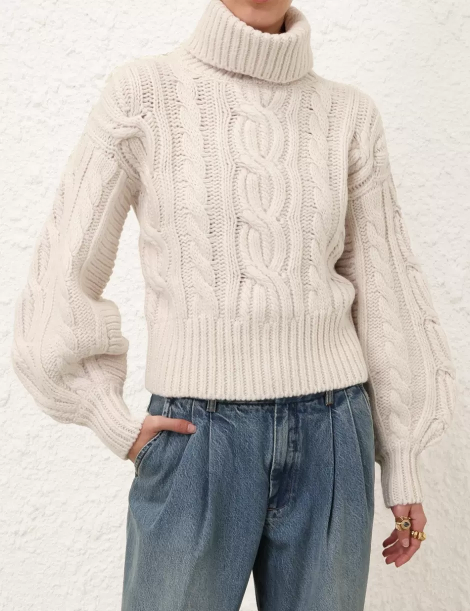 ZIMMERMANN Clothing | Knitwear<Illustration Cable Sweater Cream