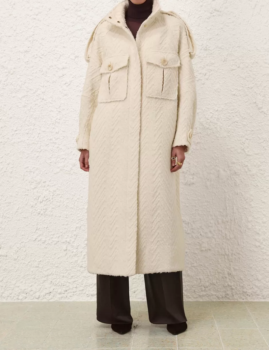 ZIMMERMANN Clothing | Jackets & Coats<Illustration Chevron Coat Cream