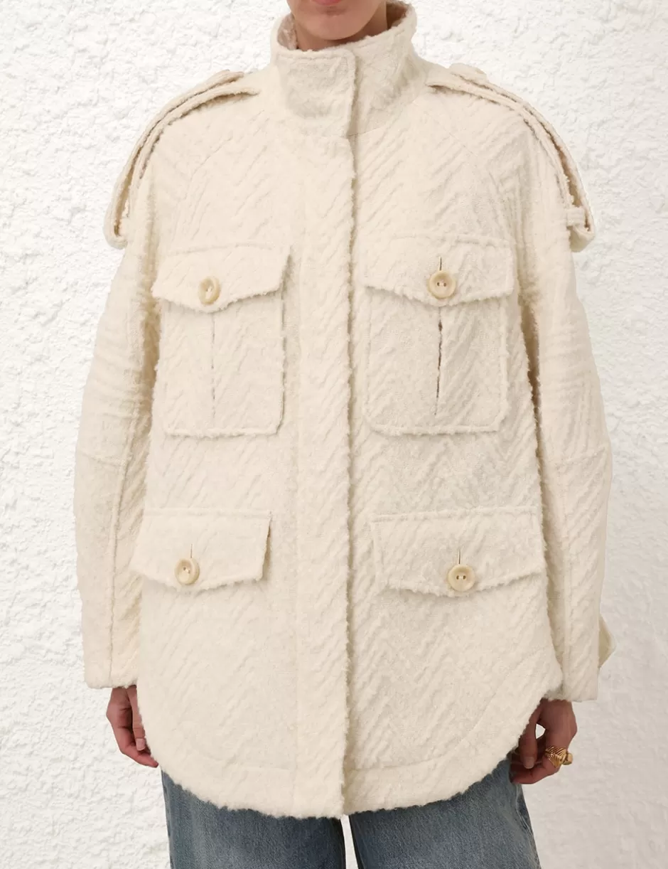 ZIMMERMANN Clothing | Jackets & Coats<Illustration Chevron Jacket Cream