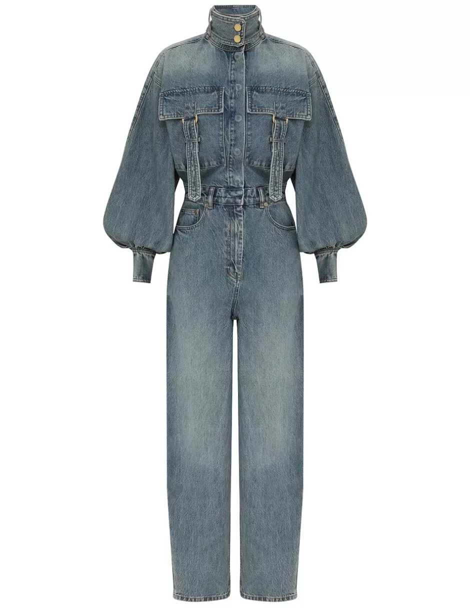 ZIMMERMANN Clothing | Denim<Illustration Denim Boilersuit Neptune