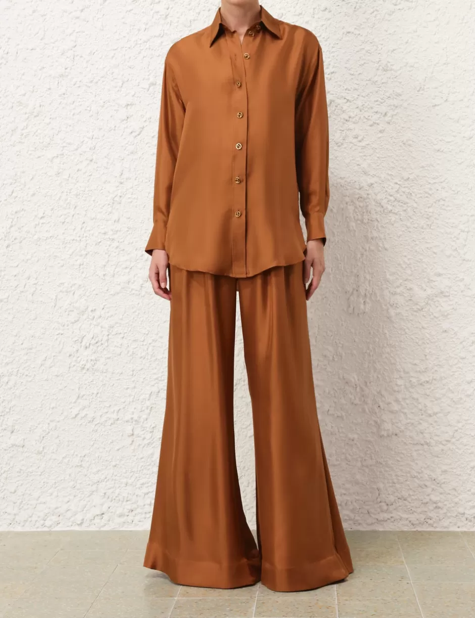 ZIMMERMANN Clothing | Shorts & Pants<Illustration Double Tuck Pant Cognac