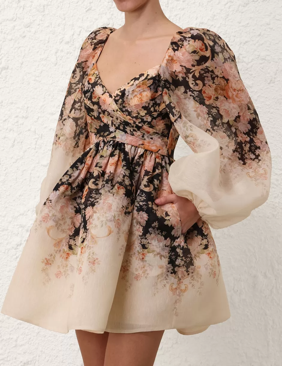 ZIMMERMANN Clothing | Dresses<Illustration Draped Mini Dress Tea Rococo Floral