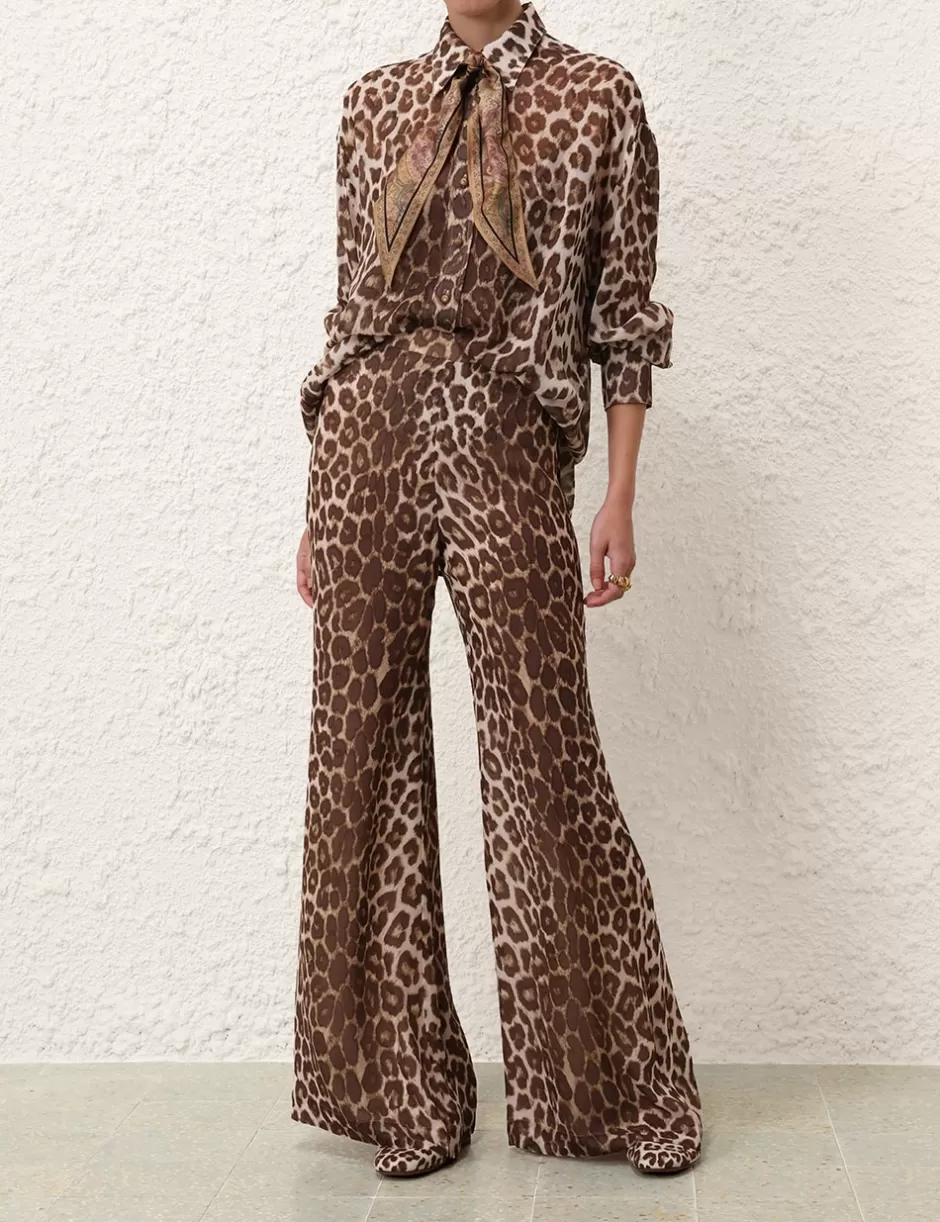 ZIMMERMANN Clothing | Shorts & Pants<Illustration Flare Pant Chocolate Leopard