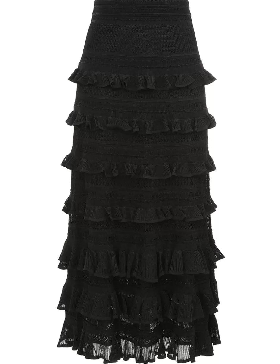 ZIMMERMANN Clothing | Skirts<Illustration Frilled Skirt Black