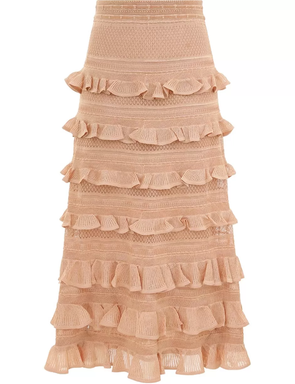 ZIMMERMANN Clothing | Skirts<Illustration Frilled Skirt Champagne