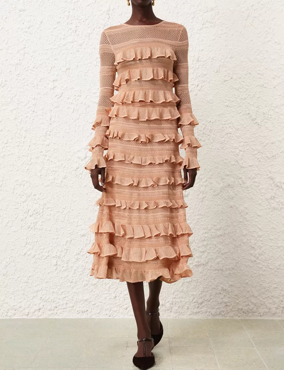 ZIMMERMANN Clothing | Skirts<Illustration Frilled Skirt Champagne