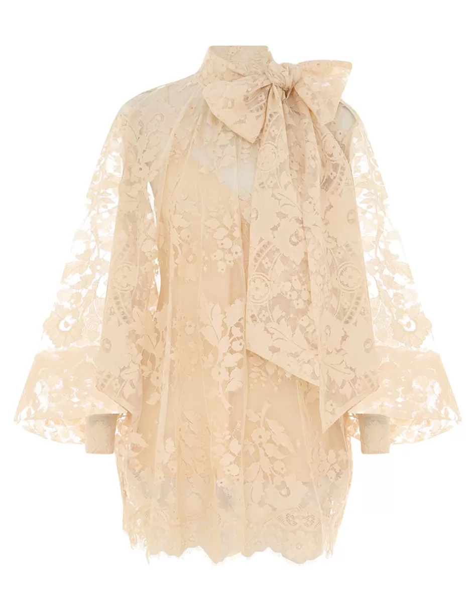 ZIMMERMANN Clothing | Tops<Illustration Lace Blouse Light Tea