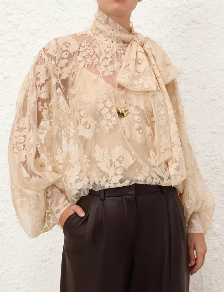 ZIMMERMANN Clothing | Tops<Illustration Lace Blouse Light Tea