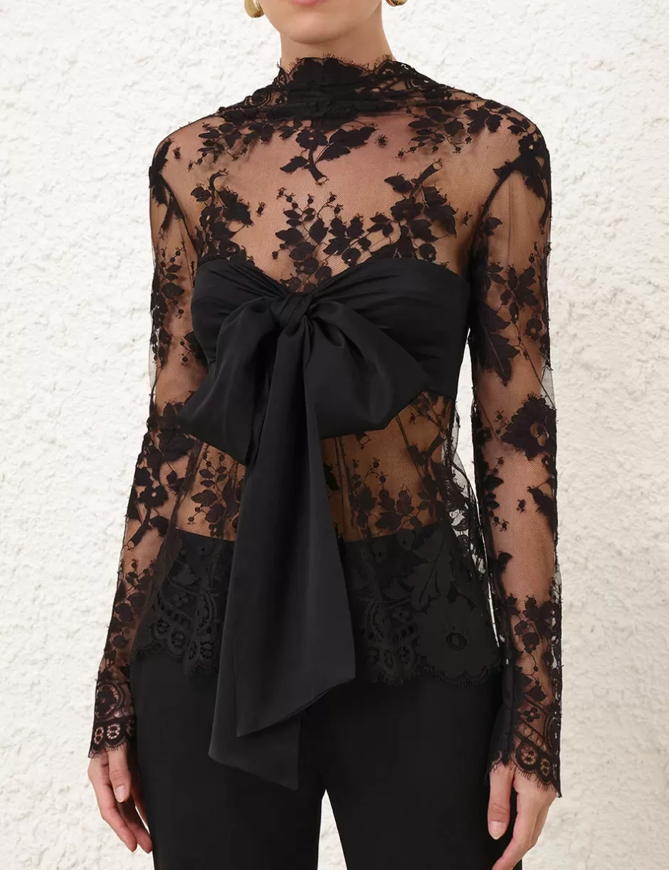 ZIMMERMANN Clothing | Tops<Illustration Lace Bow Bodice Black