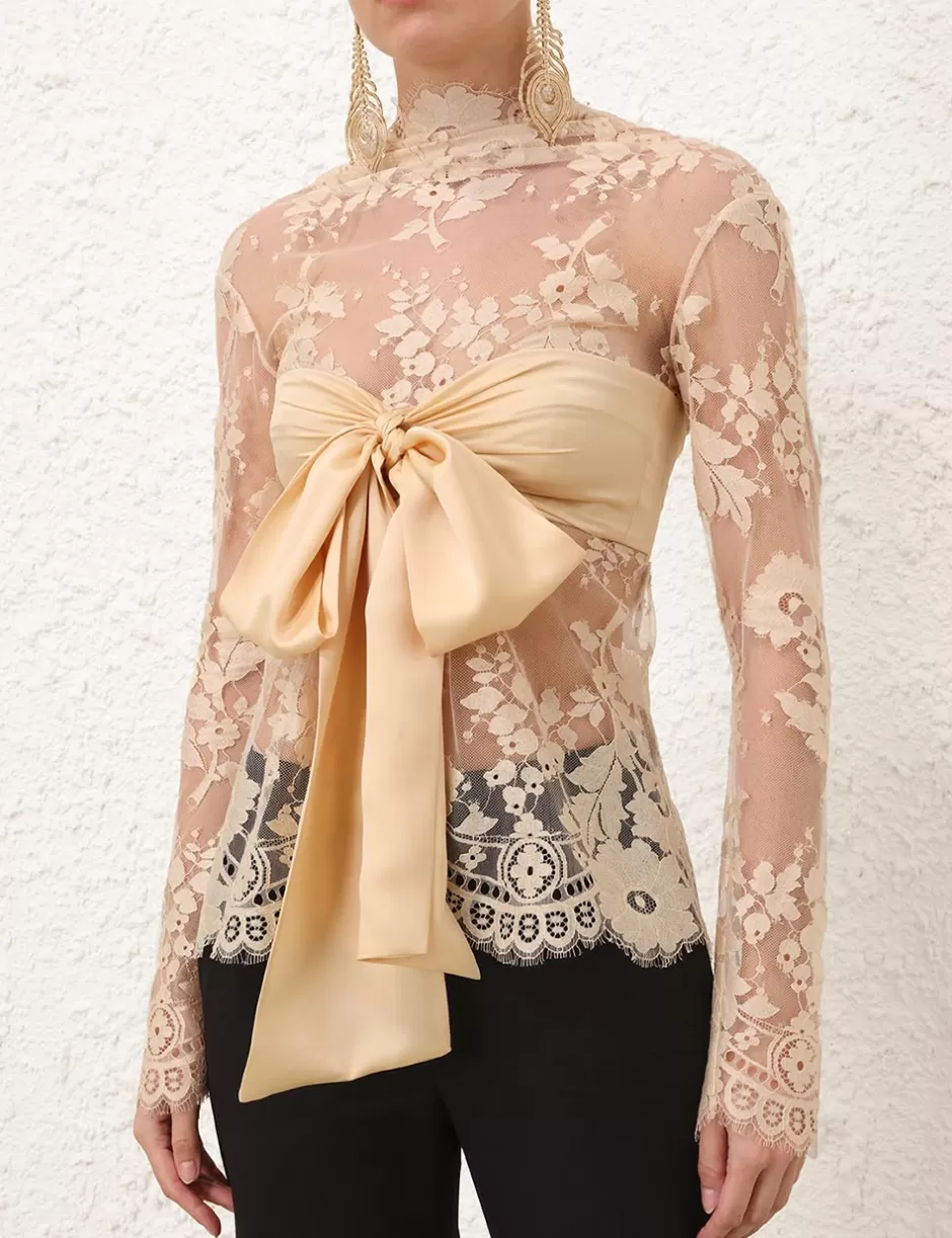 ZIMMERMANN Clothing | Tops<Illustration Lace Bow Bodice Tea