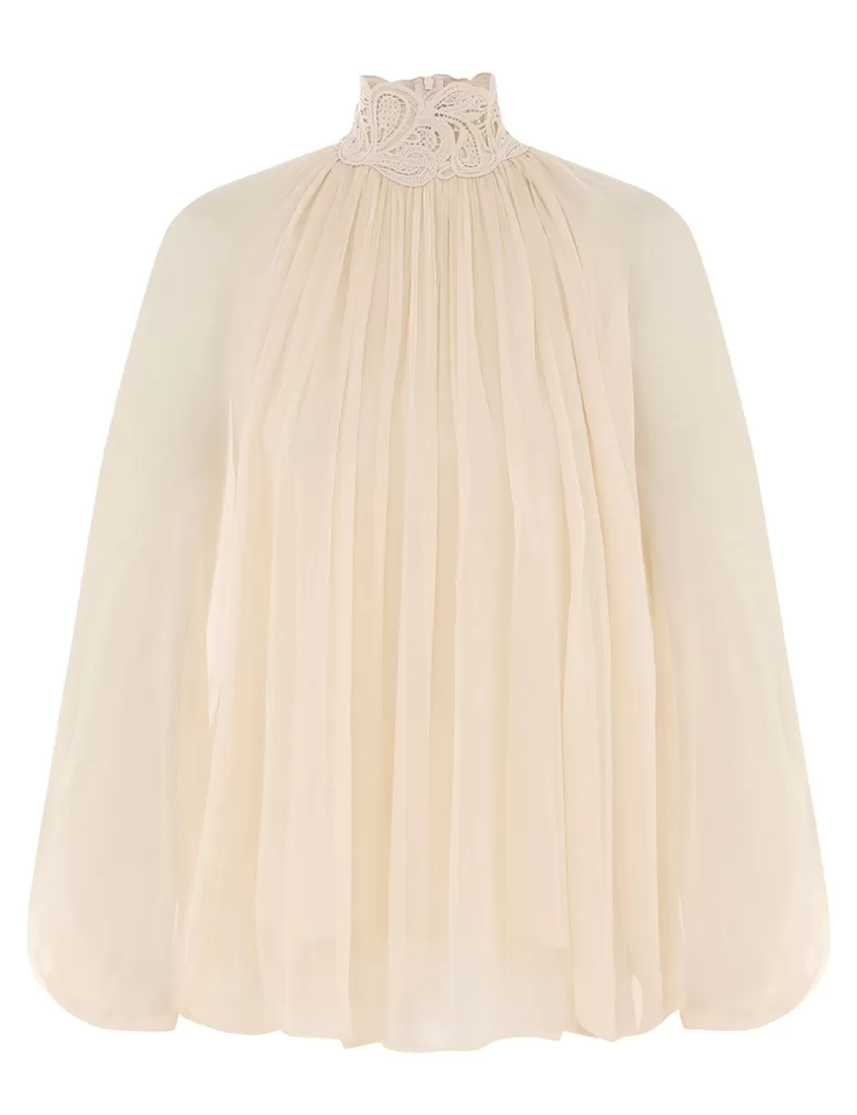 ZIMMERMANN Clothing | Tops<Illustration Lace Edge Blouse Cream