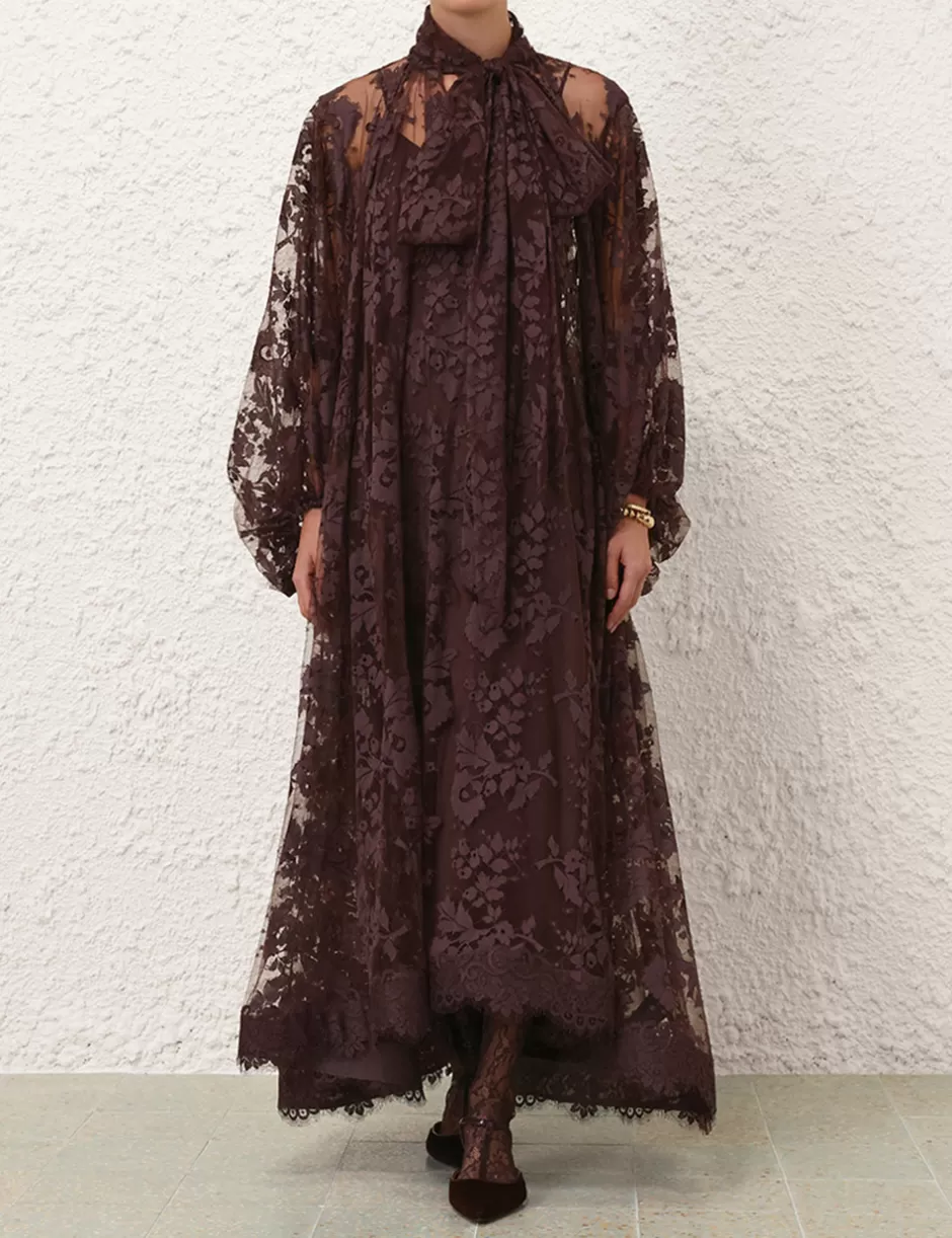 ZIMMERMANN Clothing | Dresses<Illustration Lace Gown Mahogany